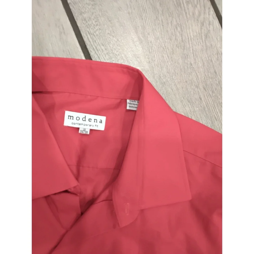 Modena Men's Coral Contemporary‎ Fit Dress Shirt Size Large